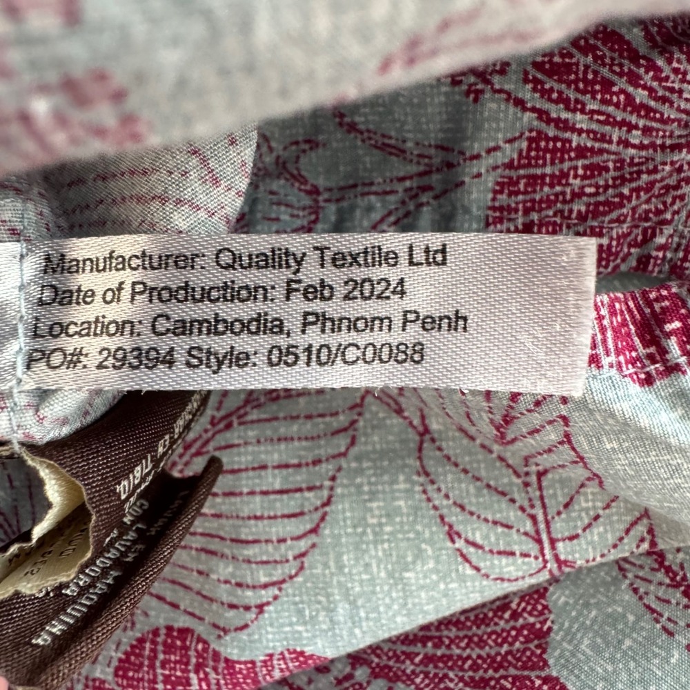 Cooke Street Medium Blue Fuschia Floral Short Sleeve Button Up‎ Men's Shirt - Picture 9 of 9